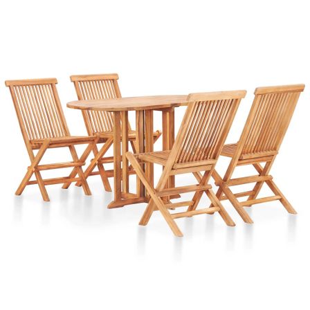 Mobilier à dîner d'extérieur pliable 5 pcs Bois solide de teck 7
