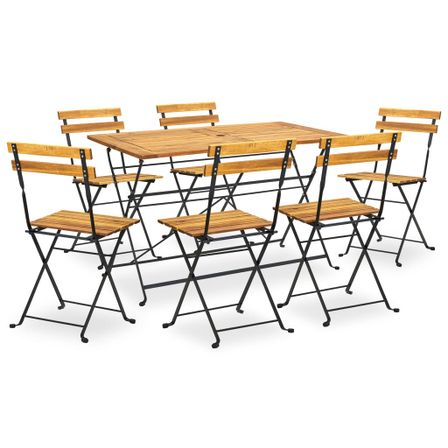 Mobilier à dîner d'extérieur pliable 7 pcs Bois d'acacia solide