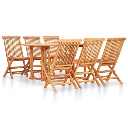 Mobilier à dîner d'extérieur pliable 7 pcs Bois solide de teck 6