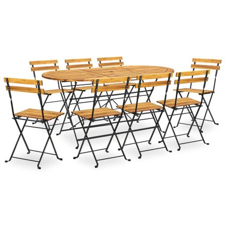 Mobilier à dîner d'extérieur pliable 9 pcs Bois d'acacia solide