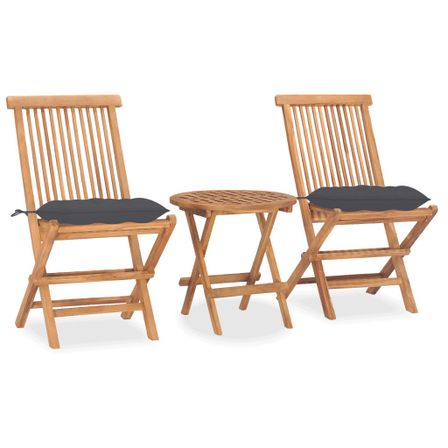Mobilier à dîner d'extérieur pliable avec coussin 3 pcs Teck 54