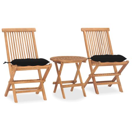 Mobilier à dîner d'extérieur pliable avec coussin 3 pcs Teck 10