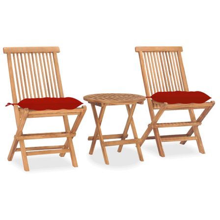 Mobilier à dîner d'extérieur pliable avec coussin 3 pcs Teck 9