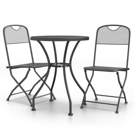 Mobilier à dîner de jardin 3 pcs Maille Métal Anthracite 3