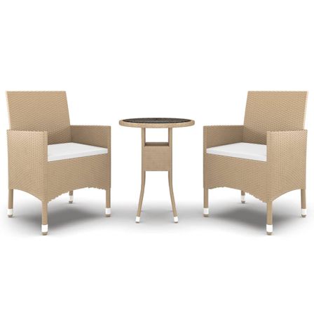 Mobilier à dîner de jardin 3 pcs Résine tressée Beige
