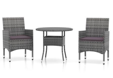 Mobilier à dîner de jardin 3 pcs Résine tressée Gris 2