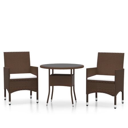 Mobilier à dîner de jardin 3 pcs Résine tressée Marron