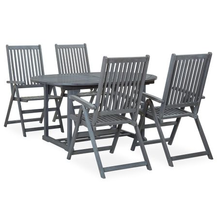 Mobilier à dîner de jardin 5 pcs Bois d'acacia massif Gris 5