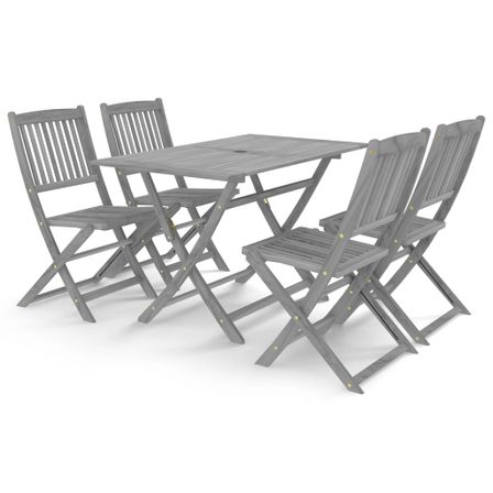 Mobilier à dîner de jardin 5 pcs Bois d'acacia massif Gris 4