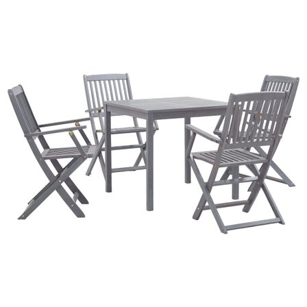 Mobilier à dîner de jardin 5 pcs Bois d'acacia massif Gris