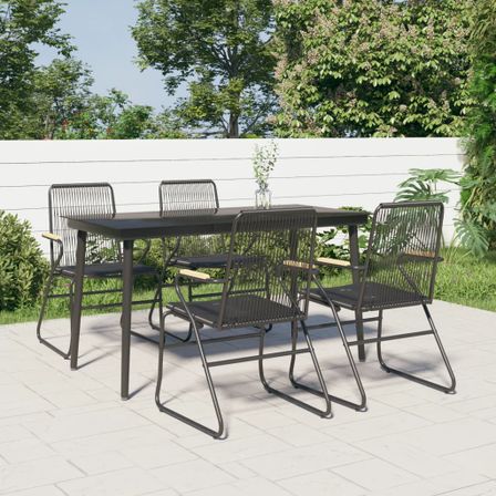 Mobilier à dîner de jardin 5 pcs Noir Rotin PVC