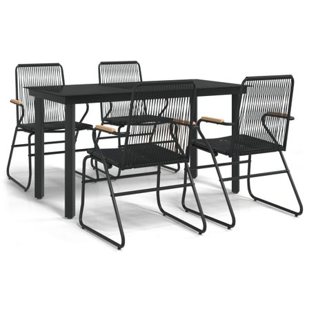 Mobilier à dîner de jardin 5 pcs Noir Rotin PVC
