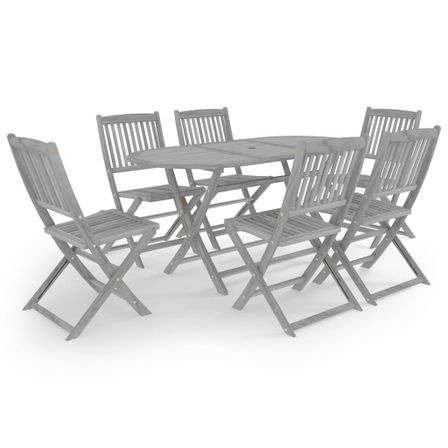 Mobilier à dîner de jardin 7 pcs Bois d'acacia massif Gris