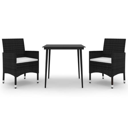 Mobilier à dîner de jardin coussins 3 pcs Résine tressée Verre