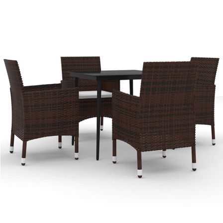 Mobilier à dîner de jardin coussins 5 pcs Résine tressée Verre 3
