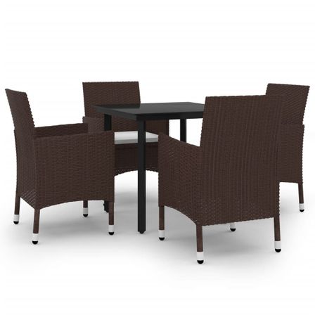 Mobilier à dîner de jardin coussins 5 pcs Résine tressée Verre 11