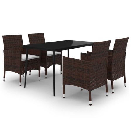 Mobilier à dîner de jardin coussins 5 pcs Résine tressée Verre 6