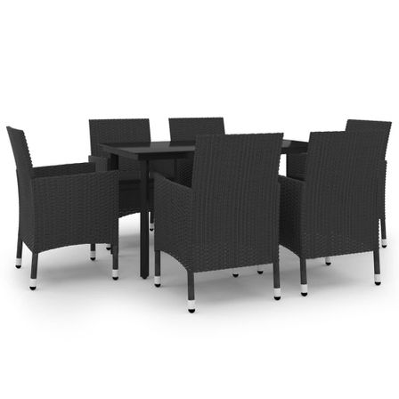 Mobilier à dîner de jardin coussins 7 pcs Résine tressée Verre 3