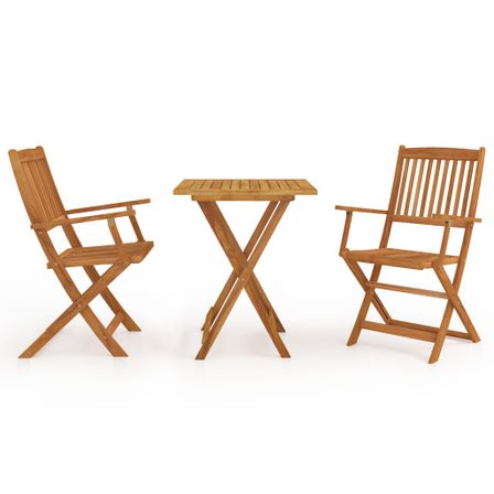 Mobilier à dîner de jardin pliable 3 pcs Bois d'acacia solide 6
