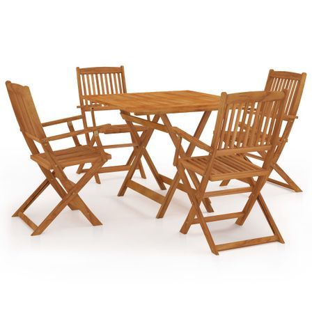 Mobilier à dîner de jardin pliable 5 pcs Bois d'acacia solide 4