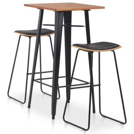 Mobilier de bar 3 pcs Acier Noir 2