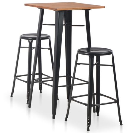 Mobilier de bar 3 pcs Acier Noir