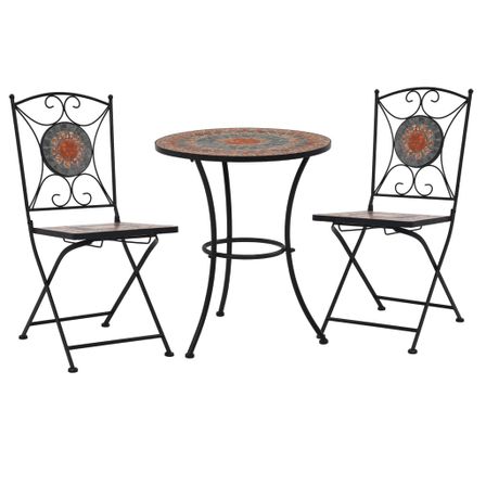 Mobilier de bistro 3 pcs mosaïque Carreau céramique Orange/Gris
