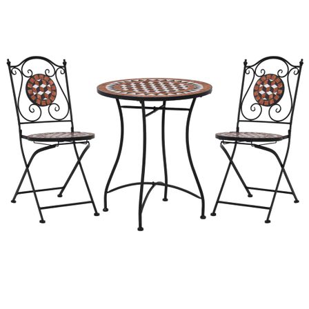 Mobilier de bistro 3 pcs mosaïque Carreau céramique Terre cuite 2