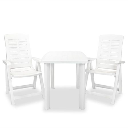 Mobilier de bistro 3 pcs Plastique Blanc 2
