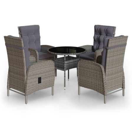 Mobilier de bistro de jardin 5 pcs Résine tressée Gris