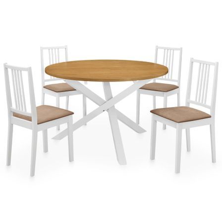 Mobilier de salle à manger 5 pcs MDF Blanc 2