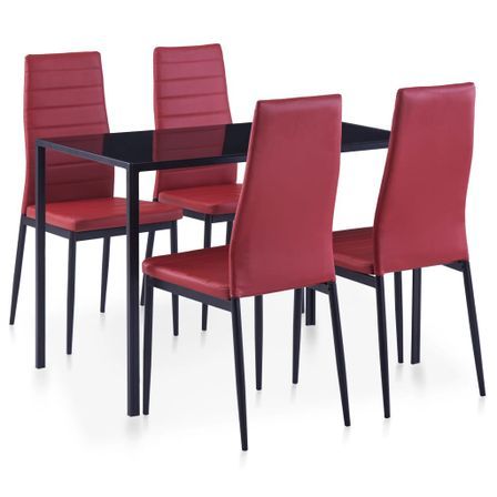 Mobilier de salle à manger 5 pcs Rouge bordeaux
