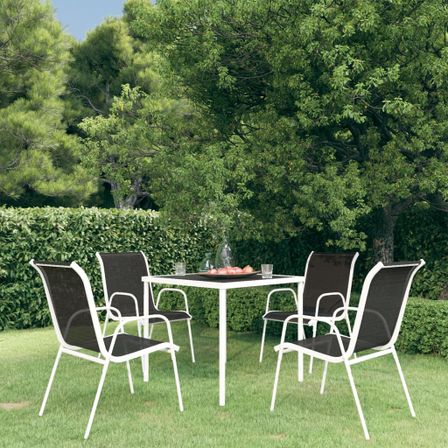 Mobilier de salle à manger d'extérieur 5 pcs Acier Noir 6