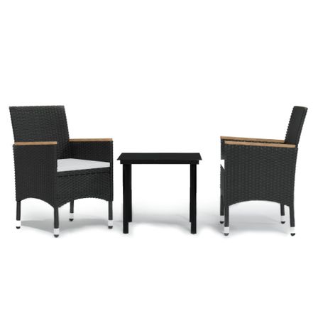 Mobilier de salle à manger d'extérieur avec coussins 3 pcs Noir