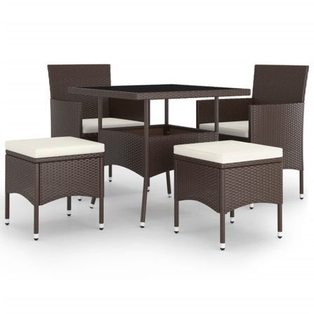 Mobilier de salle à manger de jardin 5pcs Résine tressée Marron