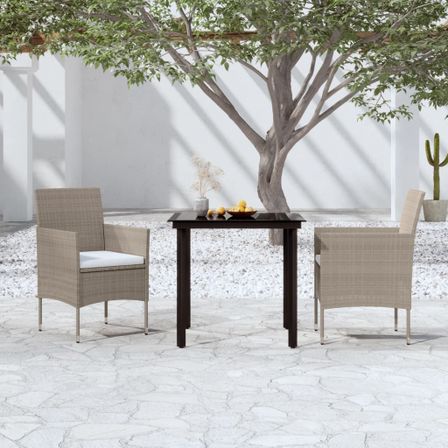 Mobilier de salle à manger de jardin coussins 3 pcs Beige/noir