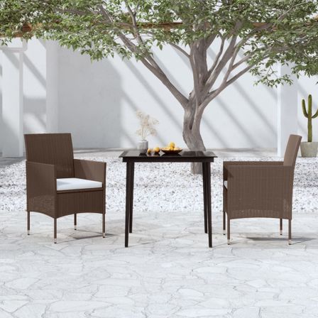 Mobilier de salle à manger de jardin coussins 3 pcs Marron/noir