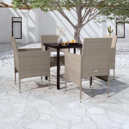 Mobilier de salle à manger de jardin coussins 5 pcs Beige/noir