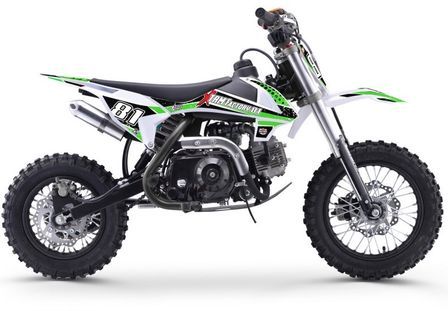 Moto cross enfant 70cc automatique vert et noir MX70 12/10