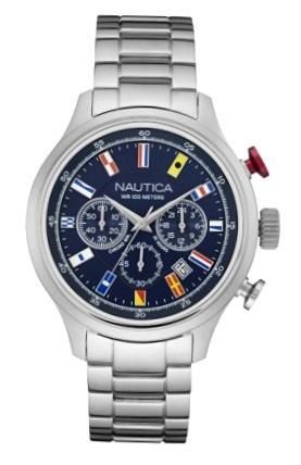 Nautica Nct 16 Flags Chrono Ss Case & Bracelet 44mm Wr 10atm NAI17516G