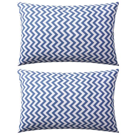 Oreiller d'extérieur 2 pcs Impression Zigzag 60 x 40 cm Bleu