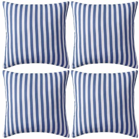 Oreiller d'extérieur 4 pcs Impression rayure 45 x 45 cm Bleu