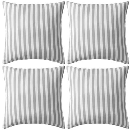 Oreiller d'extérieur 4 pcs Impression rayure 45 x 45 cm Gris