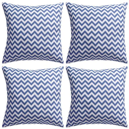Oreiller d'extérieur 4 pcs Impression Zigzag 45 x 45 cm Bleu