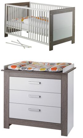 Pack duo chambre blanc et marron Marlène