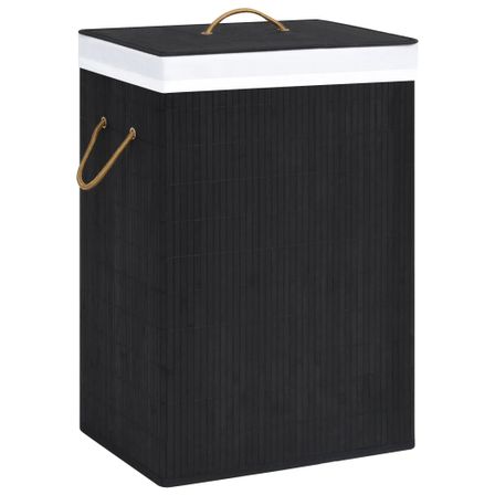 Panier à linge Bambou Noir 72 L