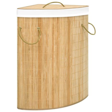 Panier à linge d'angle Bambou 60 L