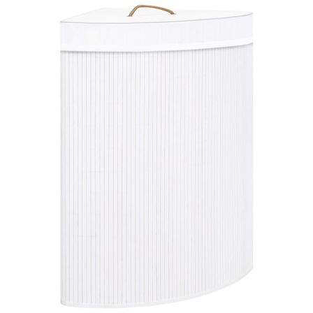 Panier à linge d'angle Bambou Blanc 60 L