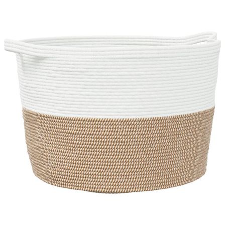Panier à linge marron et blanc Ø60x36 cm coton