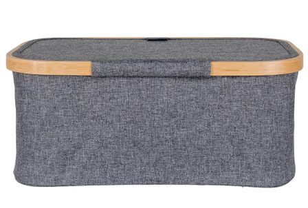 Panier à Linge NOTO 38 cm – Bambou et polyester gris